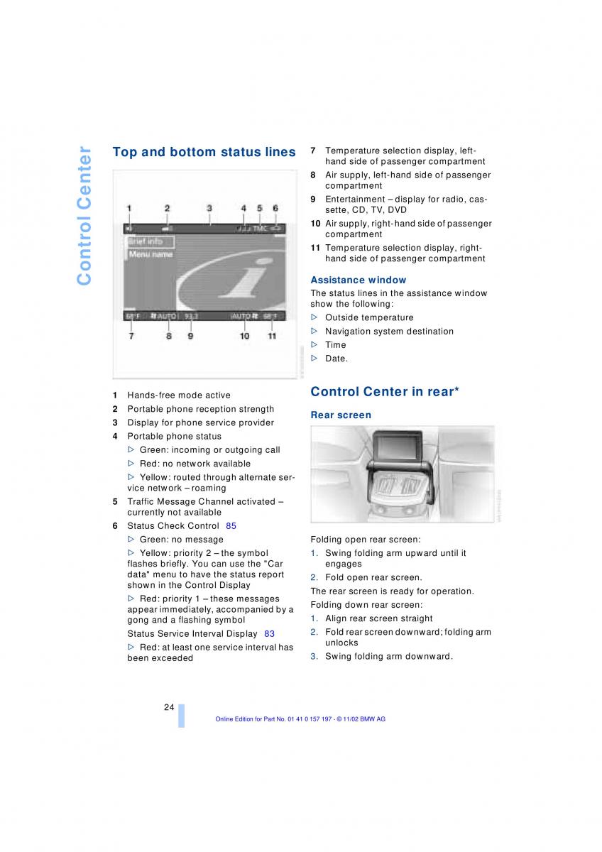 BMW 7 E65 owners manual / page 26