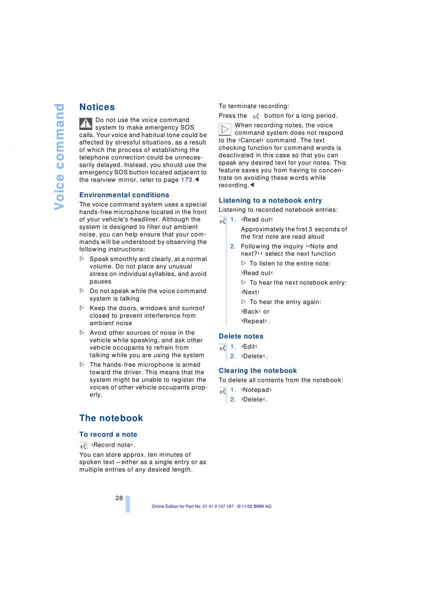 BMW 7 E65 owners manual / page 30