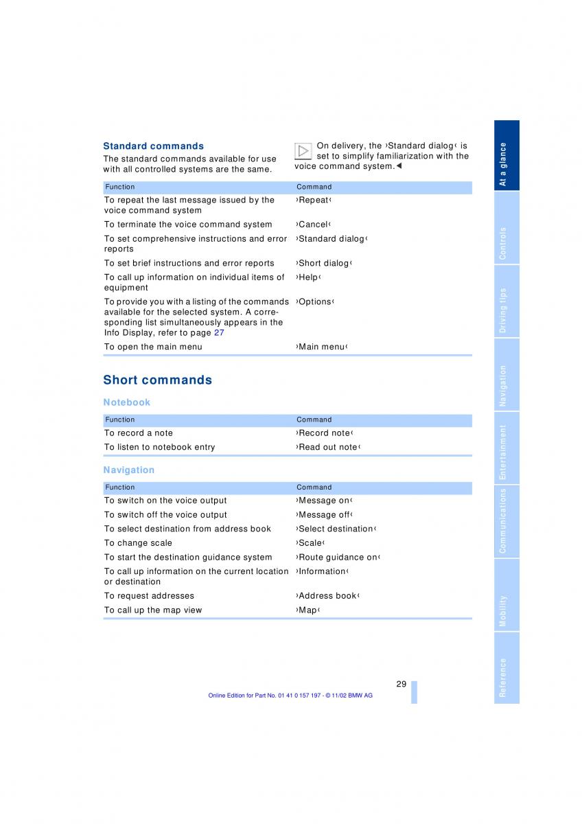 BMW 7 E65 owners manual / page 31