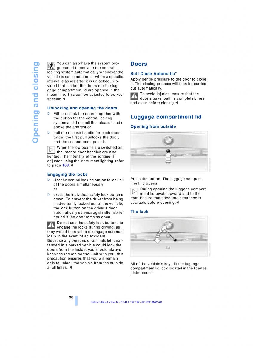 BMW 7 E65 owners manual / page 40