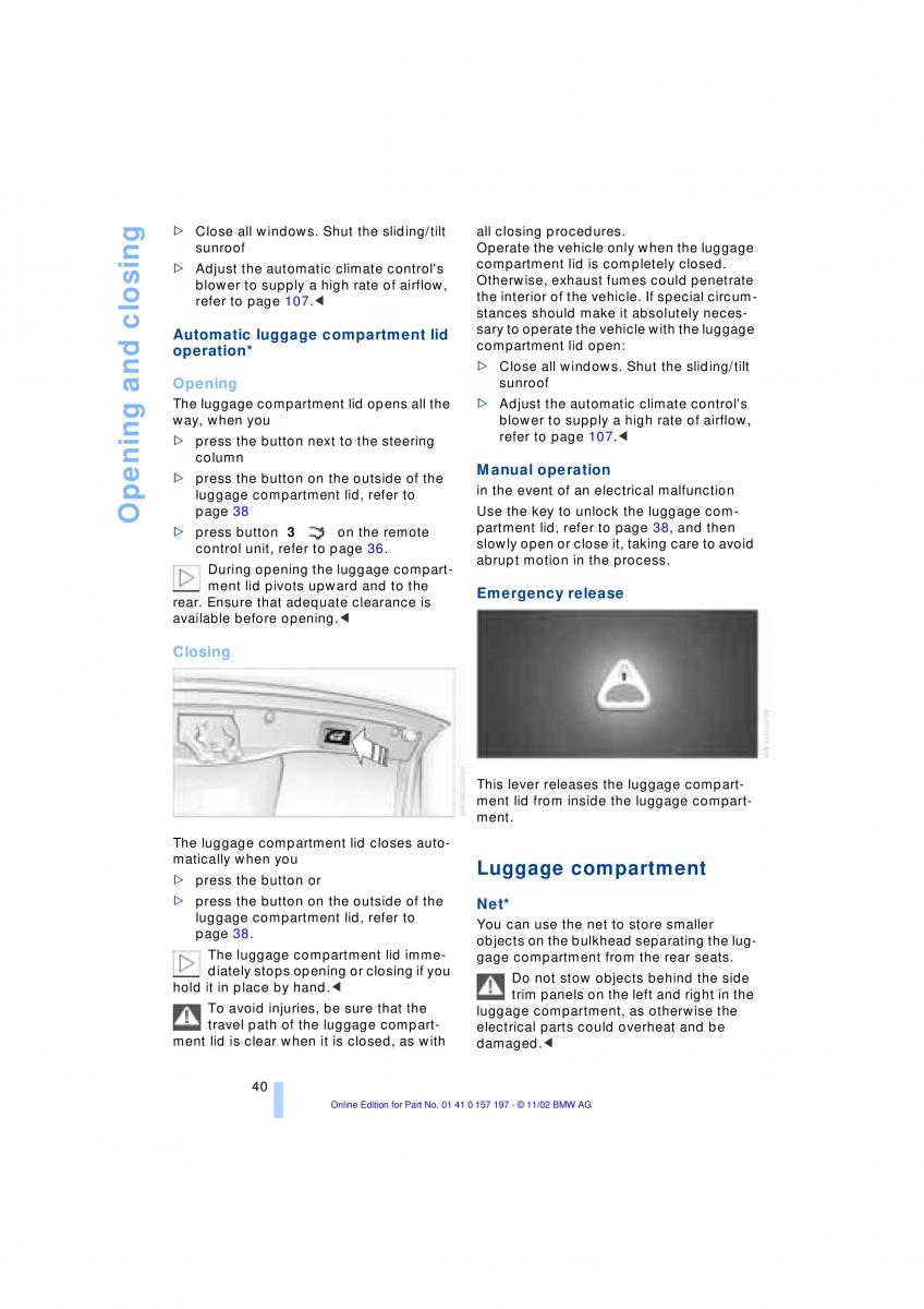 BMW 7 E65 owners manual / page 42