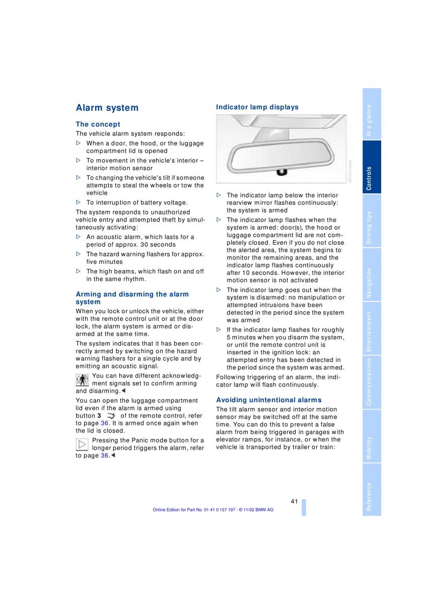 BMW 7 E65 owners manual / page 43