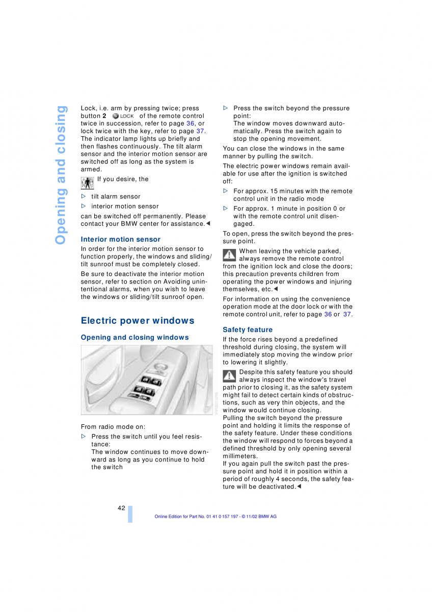 BMW 7 E65 owners manual / page 44