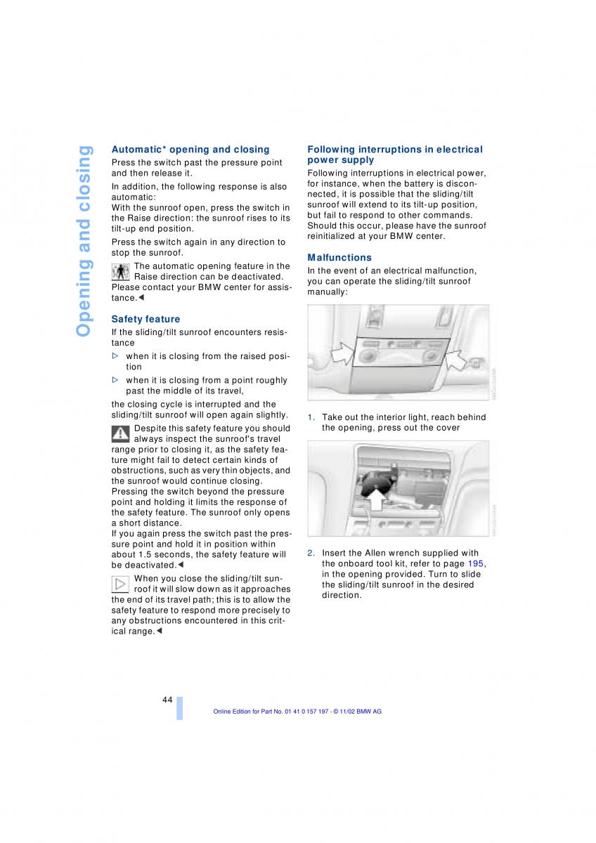 BMW 7 E65 owners manual / page 46