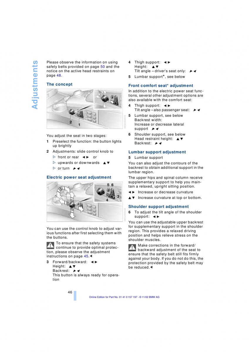 BMW 7 E65 owners manual / page 48