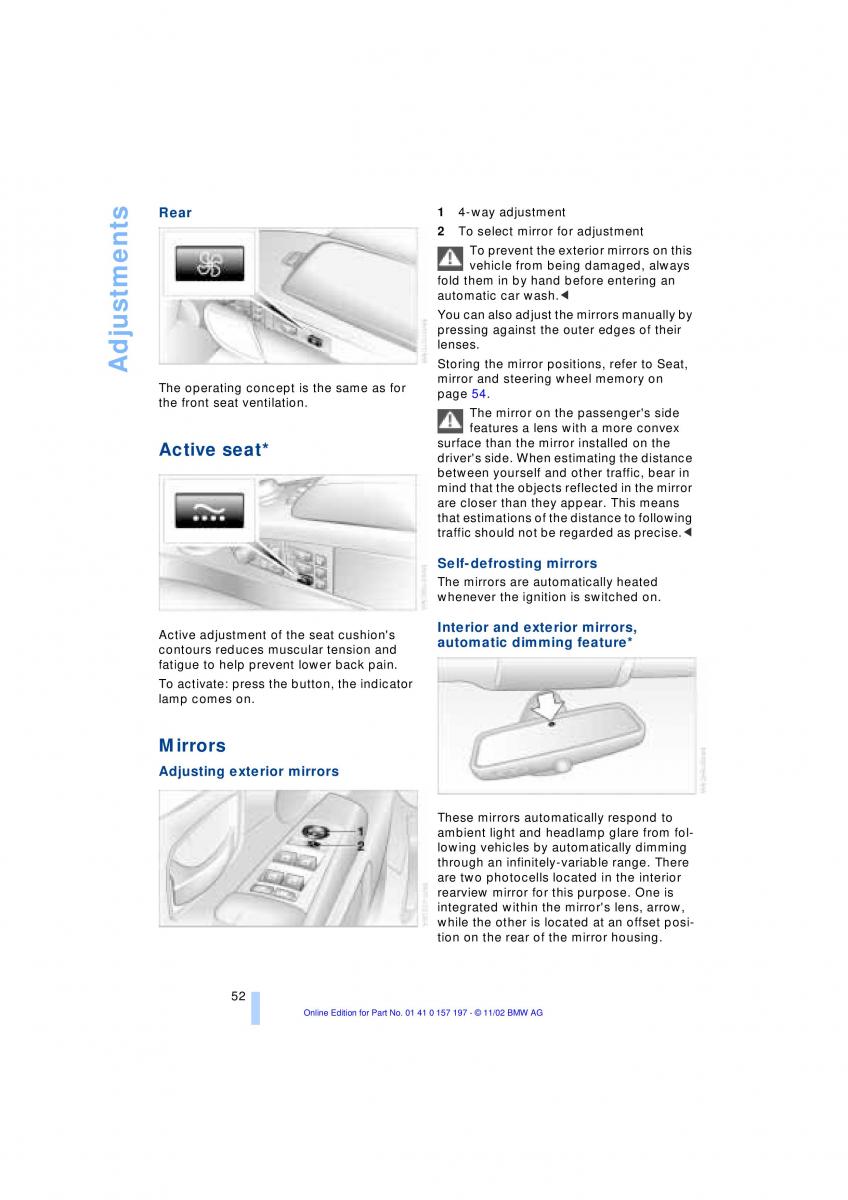 BMW 7 E65 owners manual / page 54