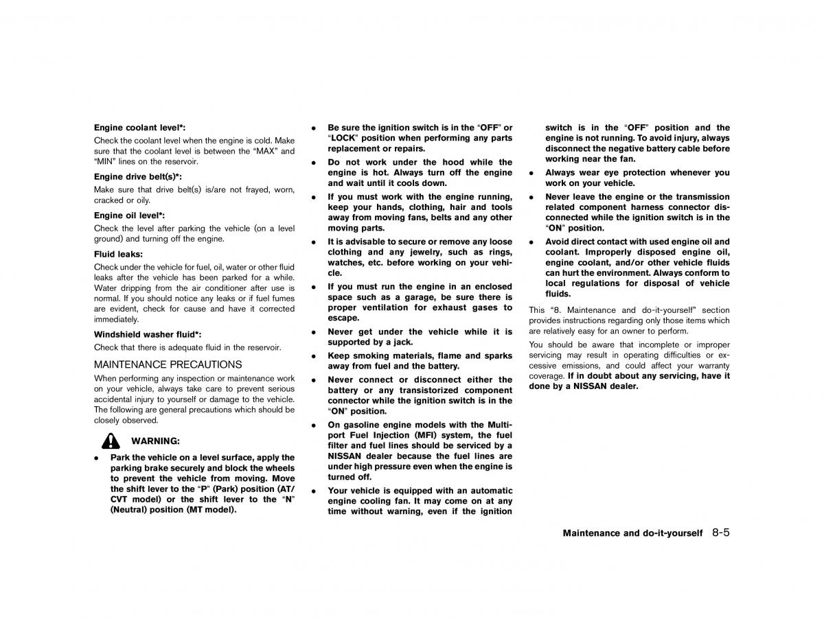 Nissan Micra March K13 owners manual / page 270