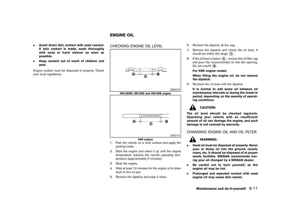 Nissan Micra March K13 owners manual / page 276