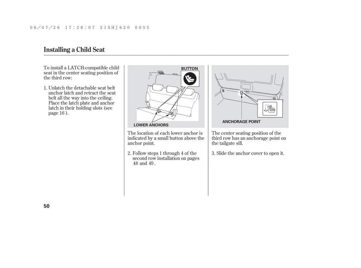 Honda Odyssey III 3 owners manual / page 56