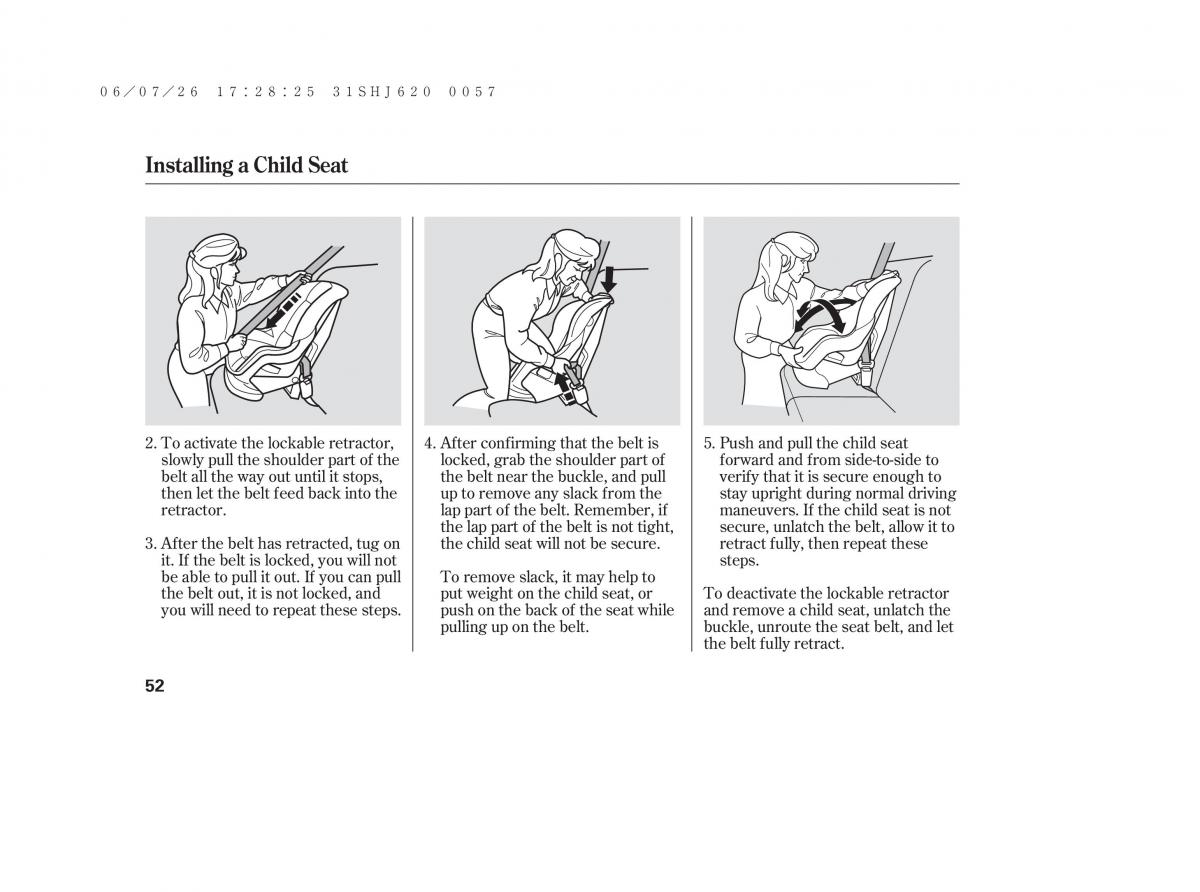 Honda Odyssey III 3 owners manual / page 58