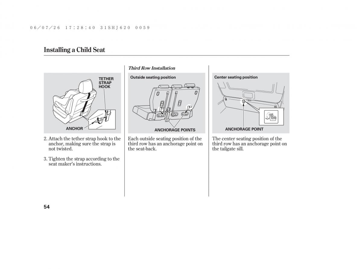 Honda Odyssey III 3 owners manual / page 60