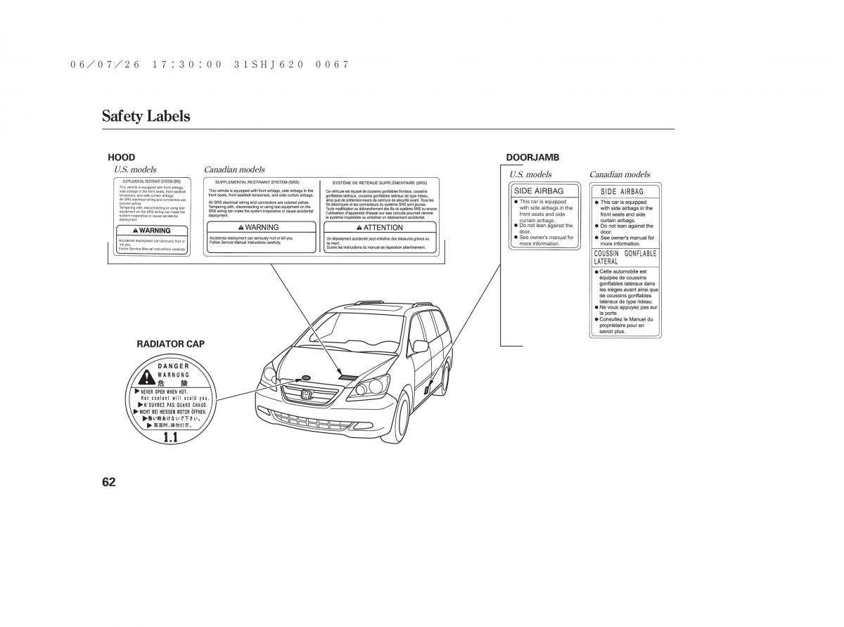 Honda Odyssey III 3 owners manual / page 68