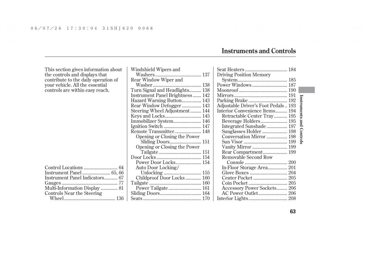 Honda Odyssey III 3 owners manual / page 69