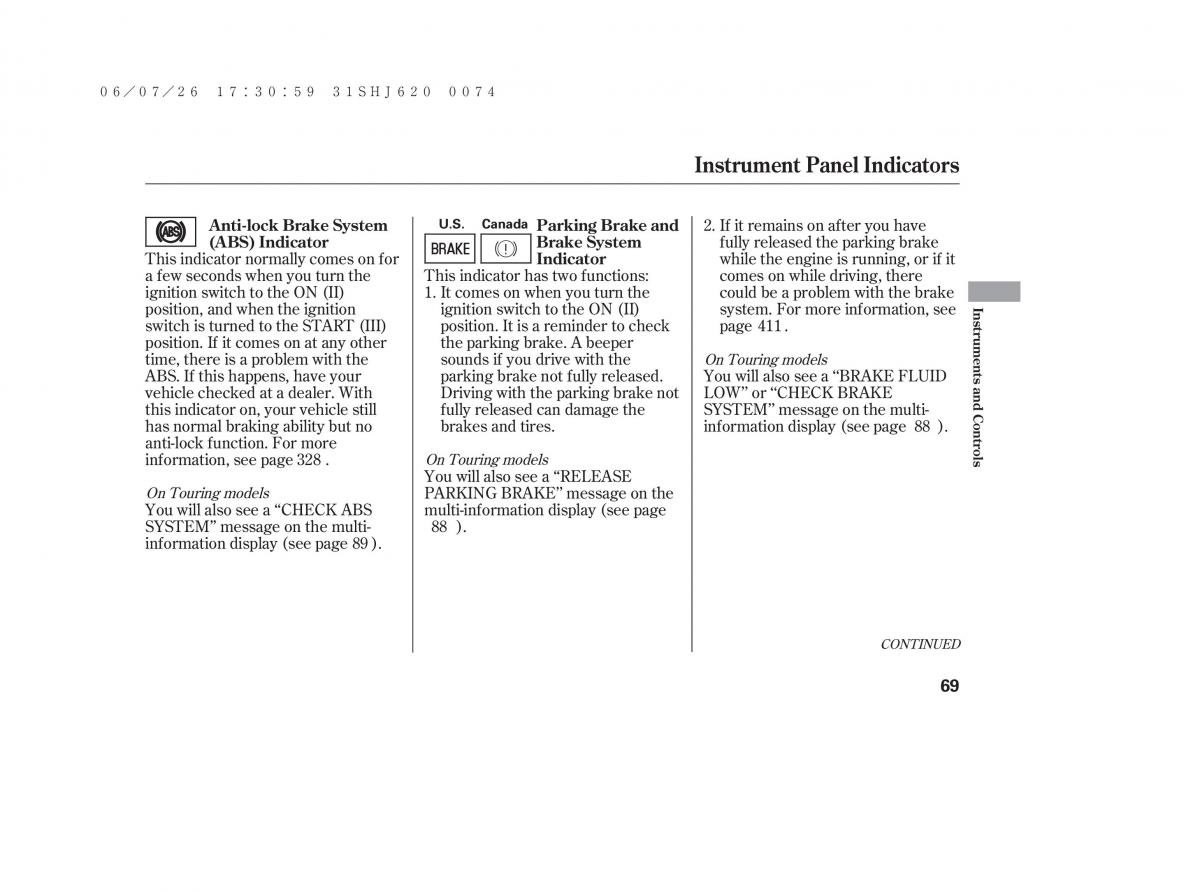 Honda Odyssey III 3 owners manual / page 75