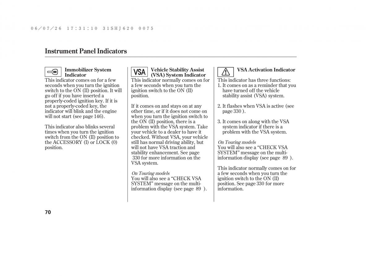 Honda Odyssey III 3 owners manual / page 76