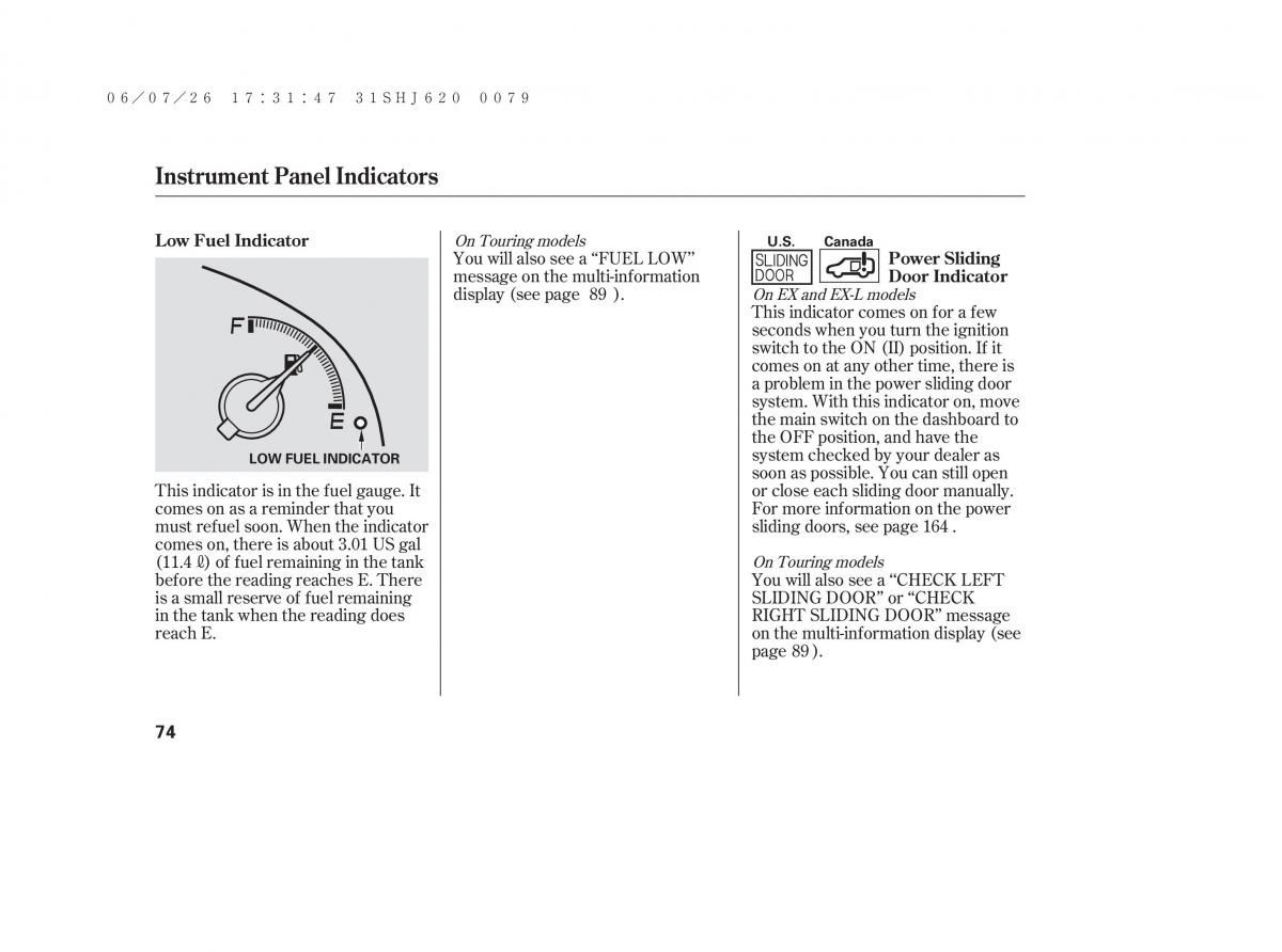 Honda Odyssey III 3 owners manual / page 80