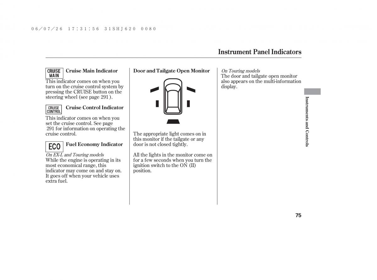 Honda Odyssey III 3 owners manual / page 81