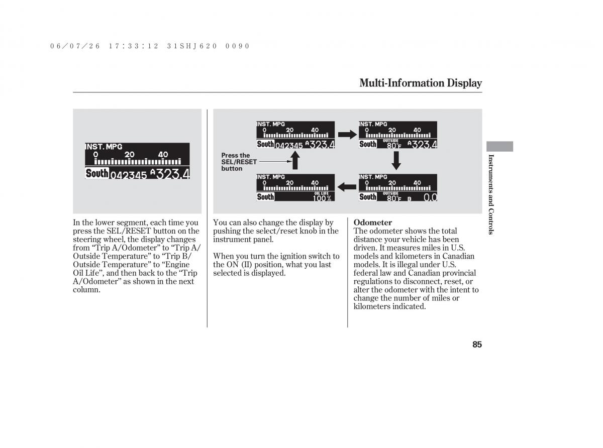 Honda Odyssey III 3 owners manual / page 91