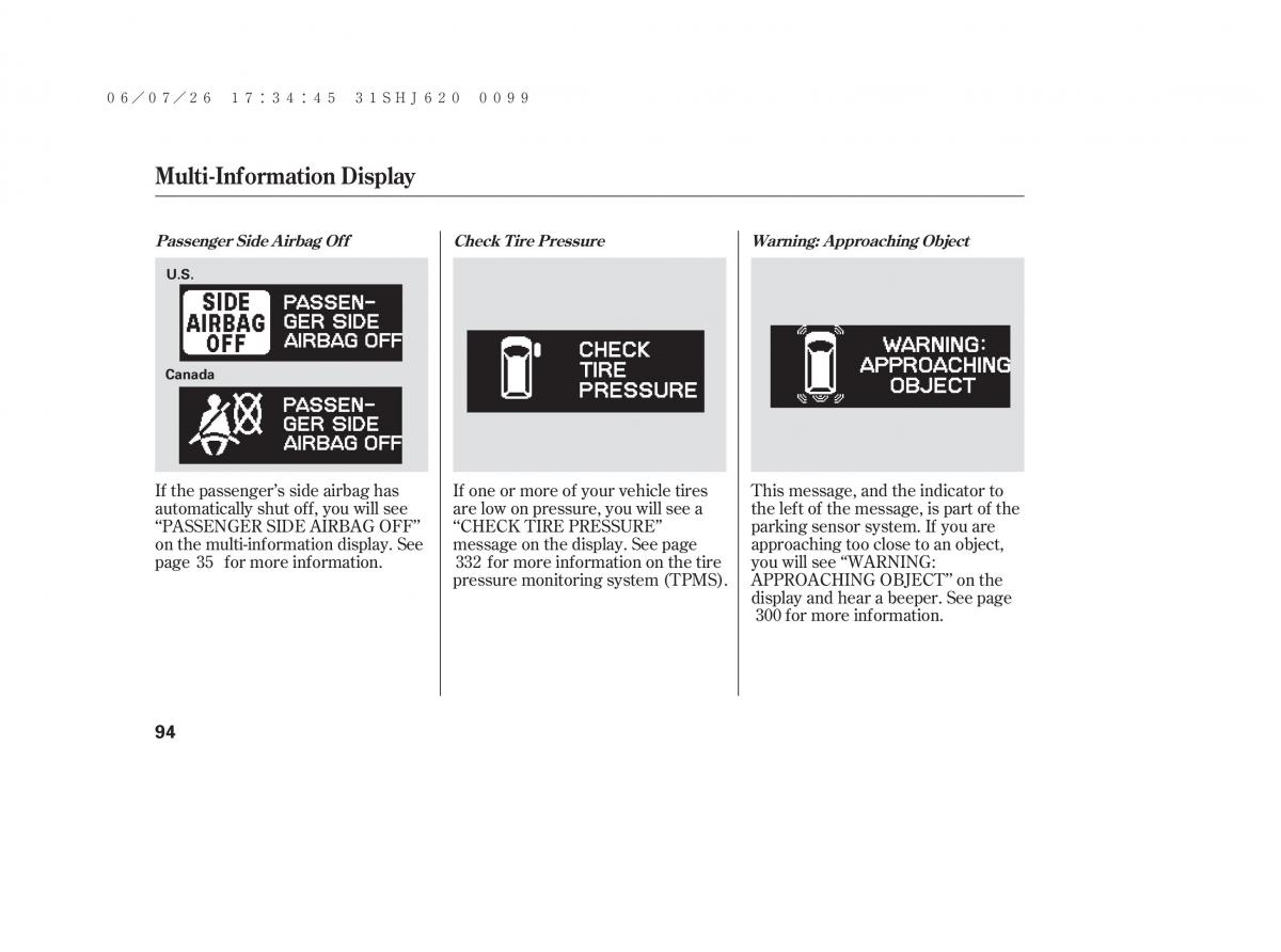 Honda Odyssey III 3 owners manual / page 100