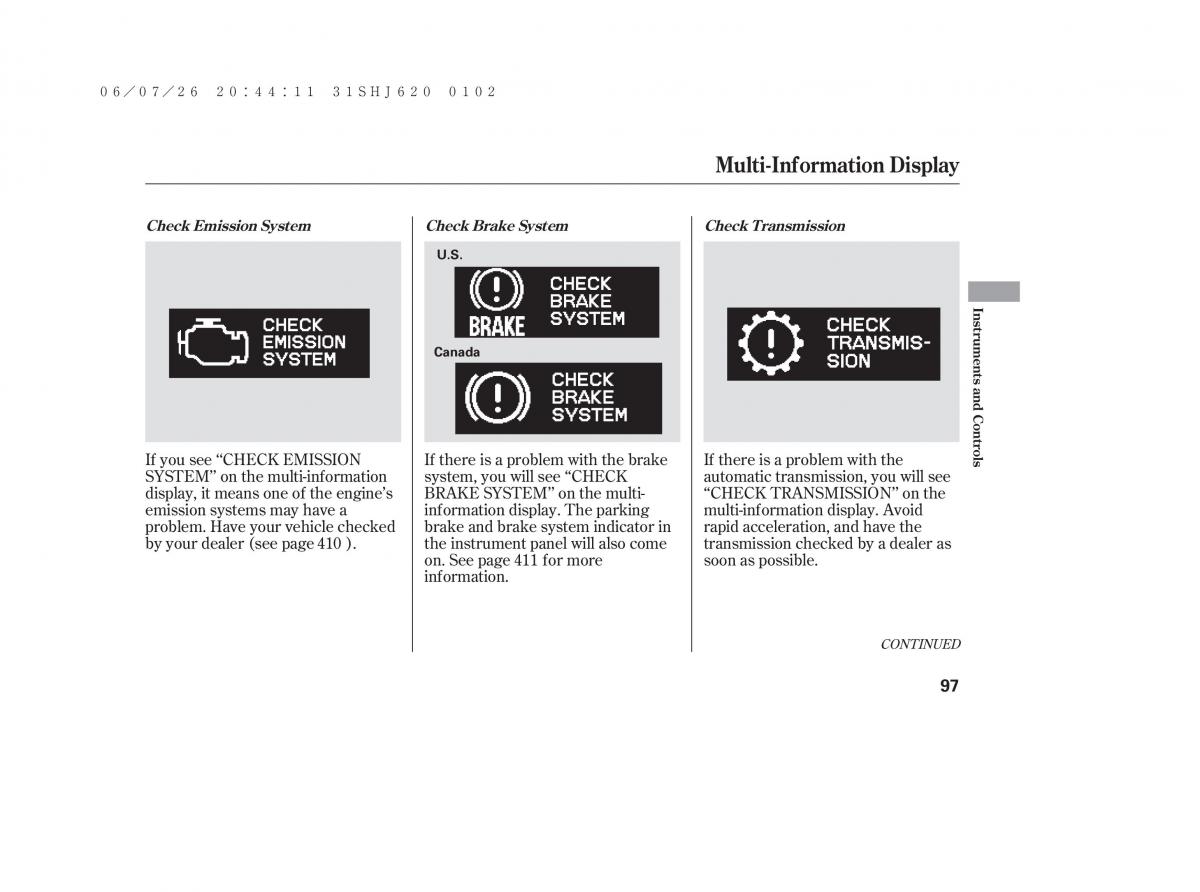 Honda Odyssey III 3 owners manual / page 103