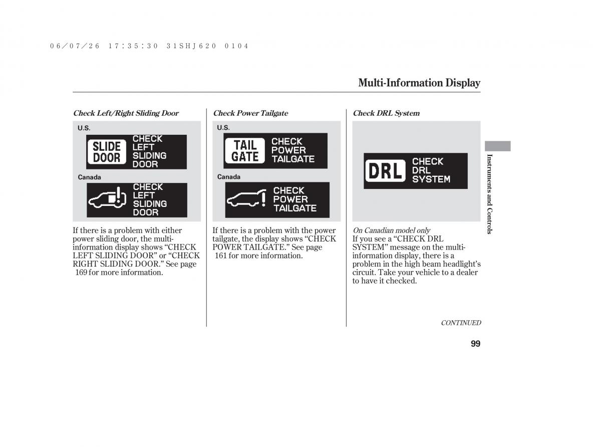 Honda Odyssey III 3 owners manual / page 105