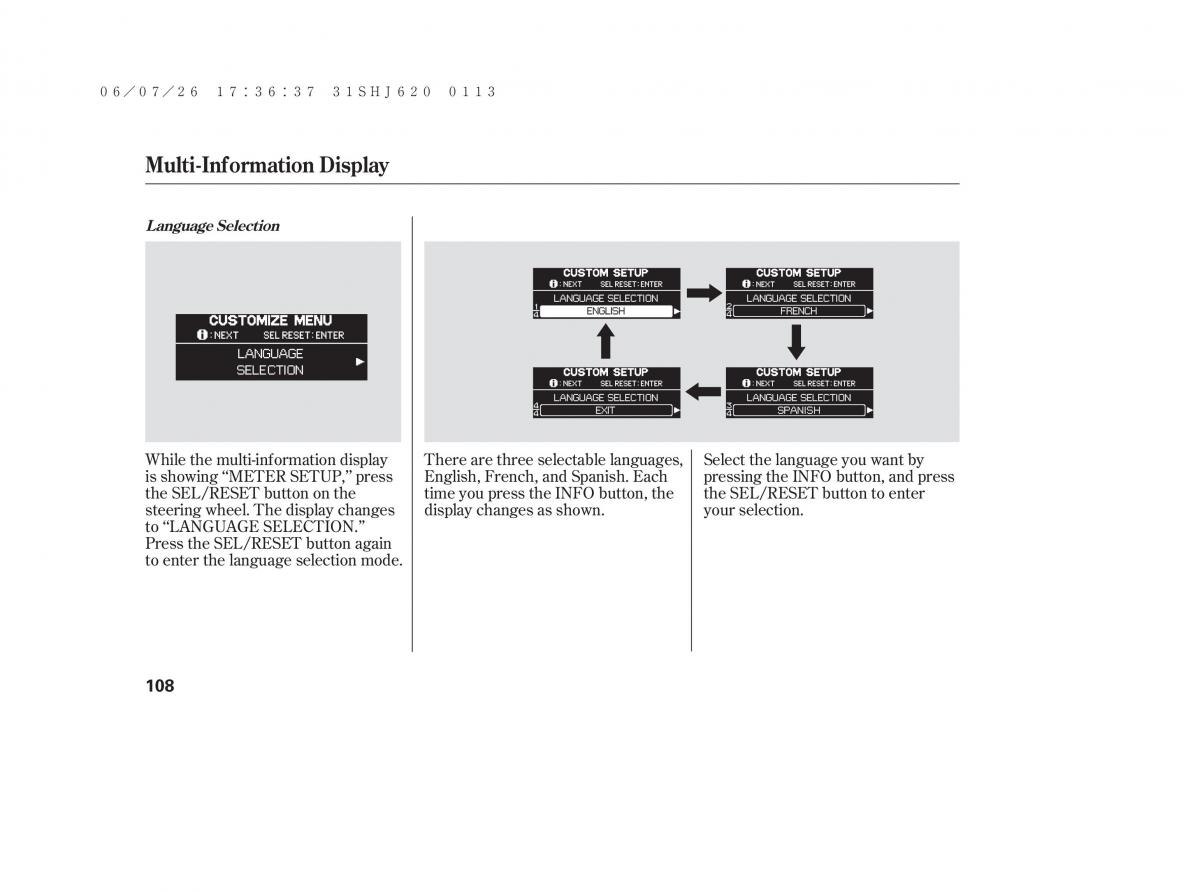 Honda Odyssey III 3 owners manual / page 114