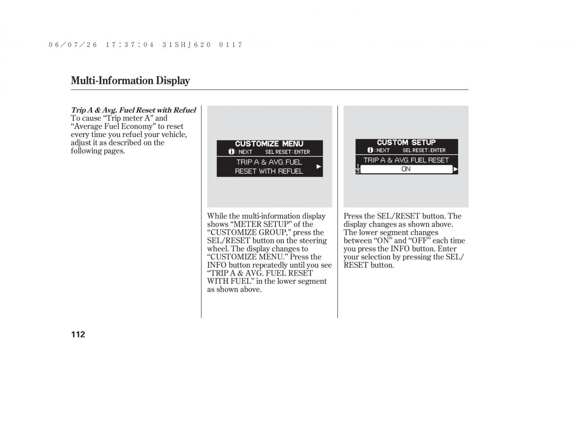 Honda Odyssey III 3 owners manual / page 118