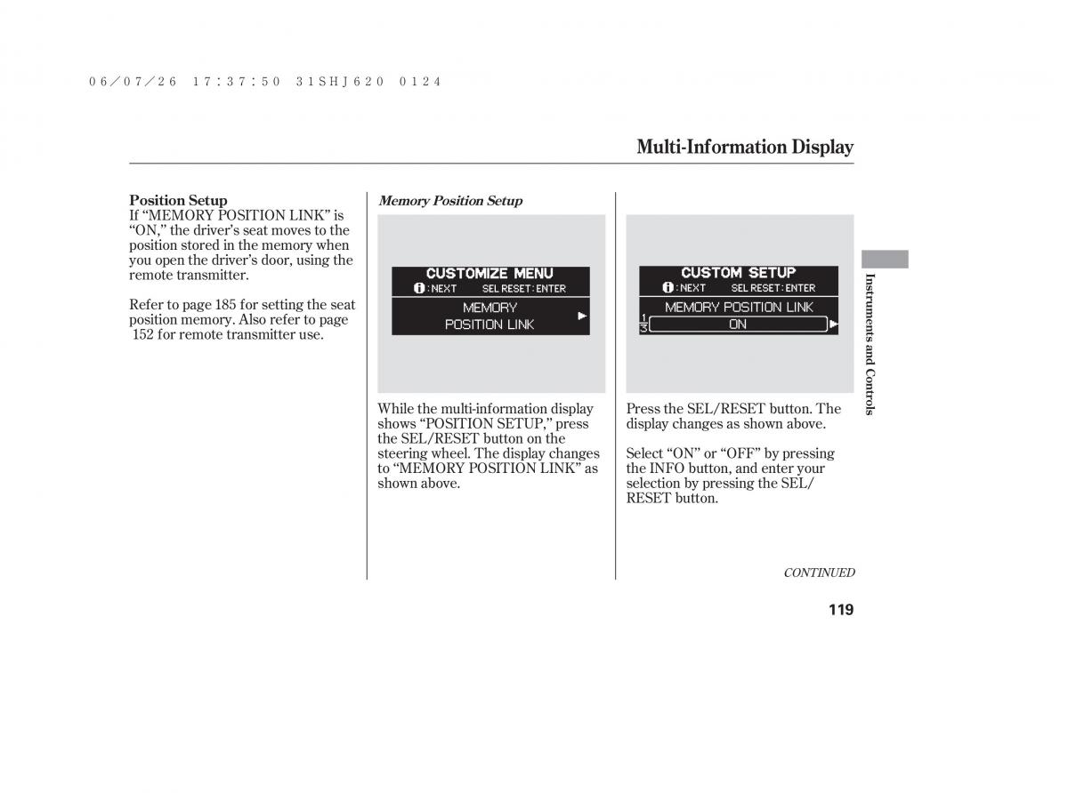 Honda Odyssey III 3 owners manual / page 125