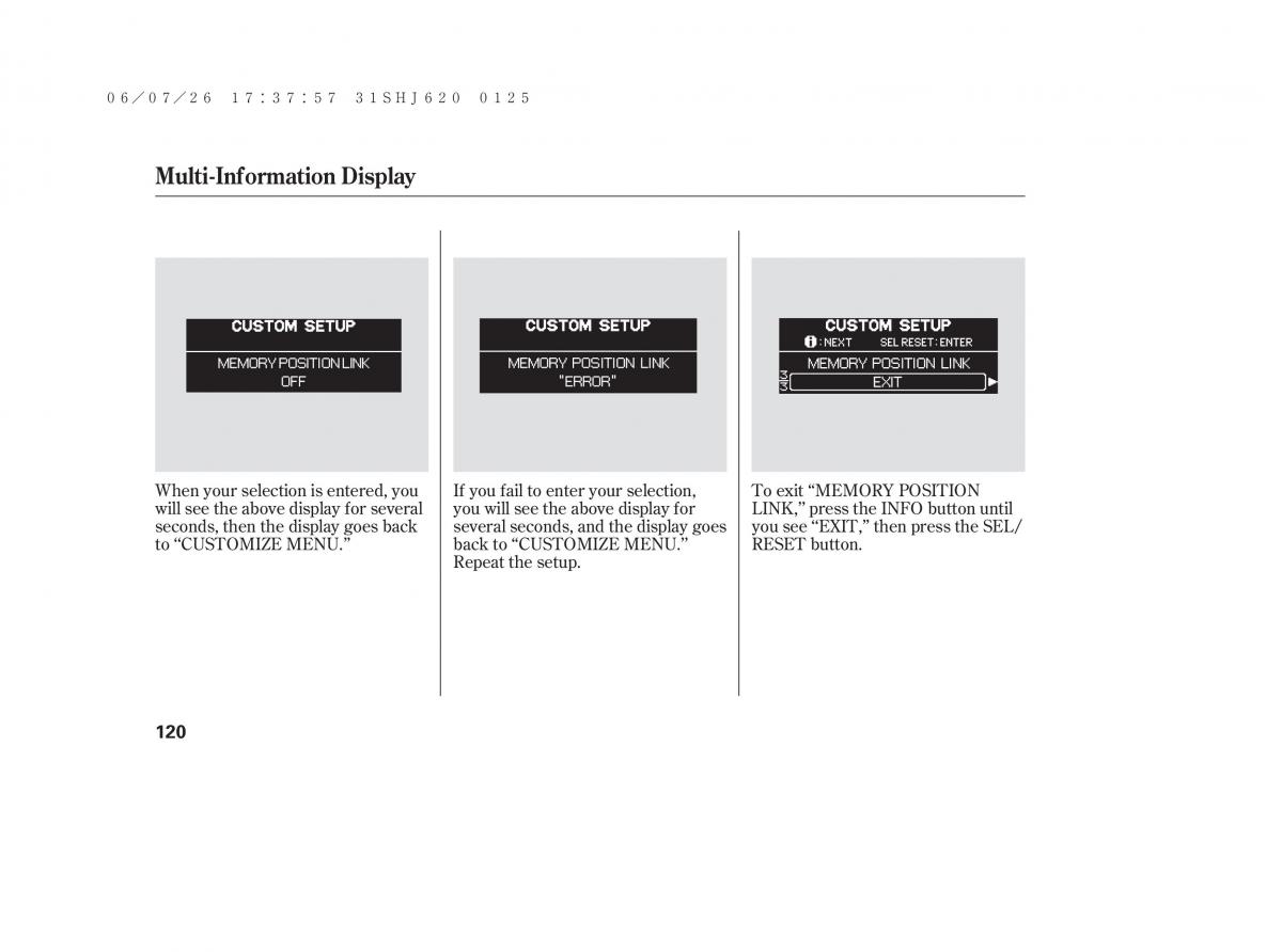 Honda Odyssey III 3 owners manual / page 126