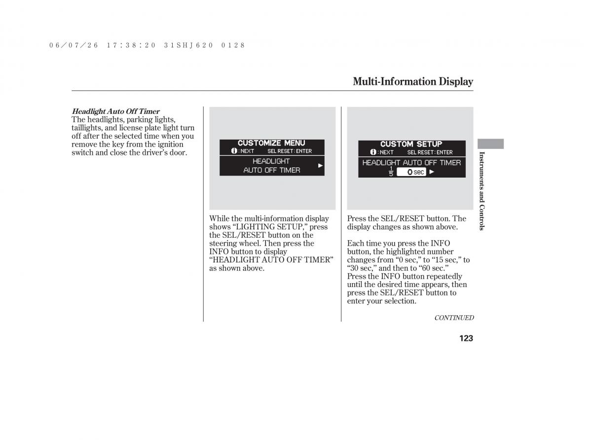 Honda Odyssey III 3 owners manual / page 129