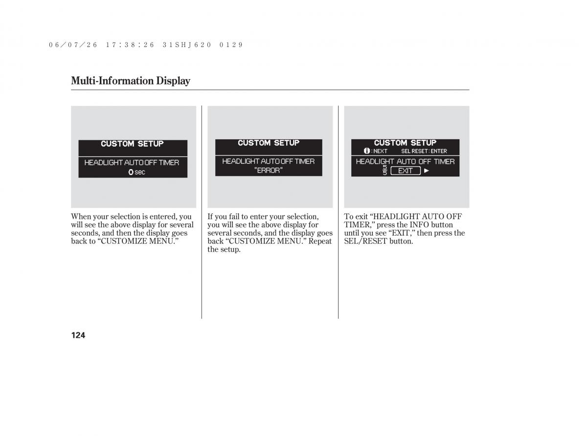 Honda Odyssey III 3 owners manual / page 130