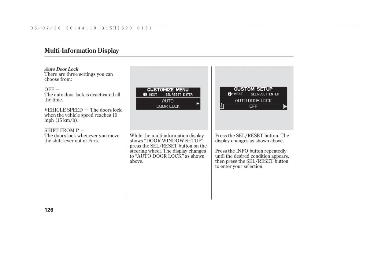 Honda Odyssey III 3 owners manual / page 132