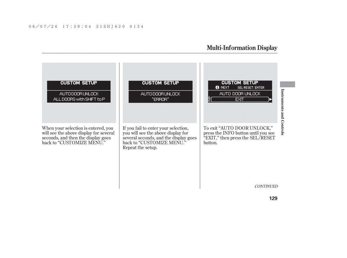 Honda Odyssey III 3 owners manual / page 135