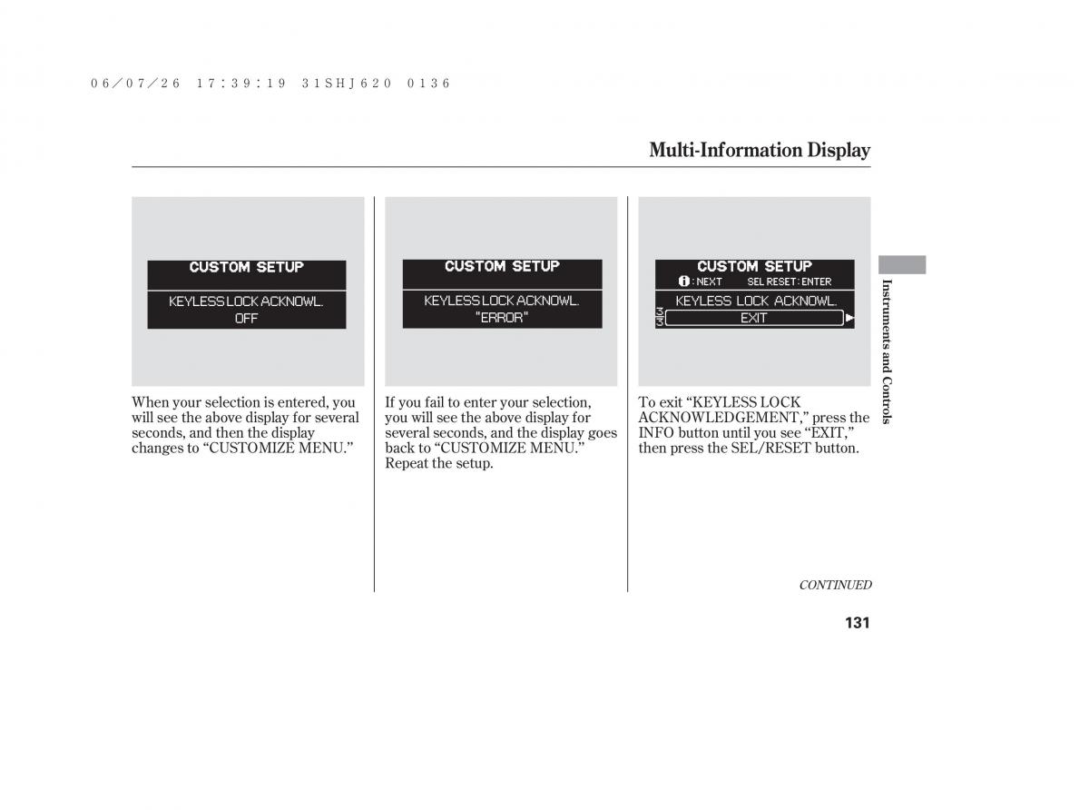 Honda Odyssey III 3 owners manual / page 137