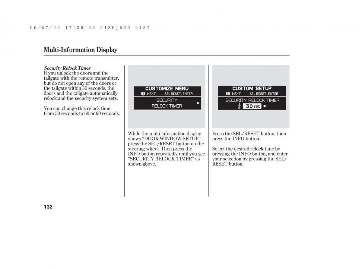 Honda Odyssey III 3 owners manual / page 138