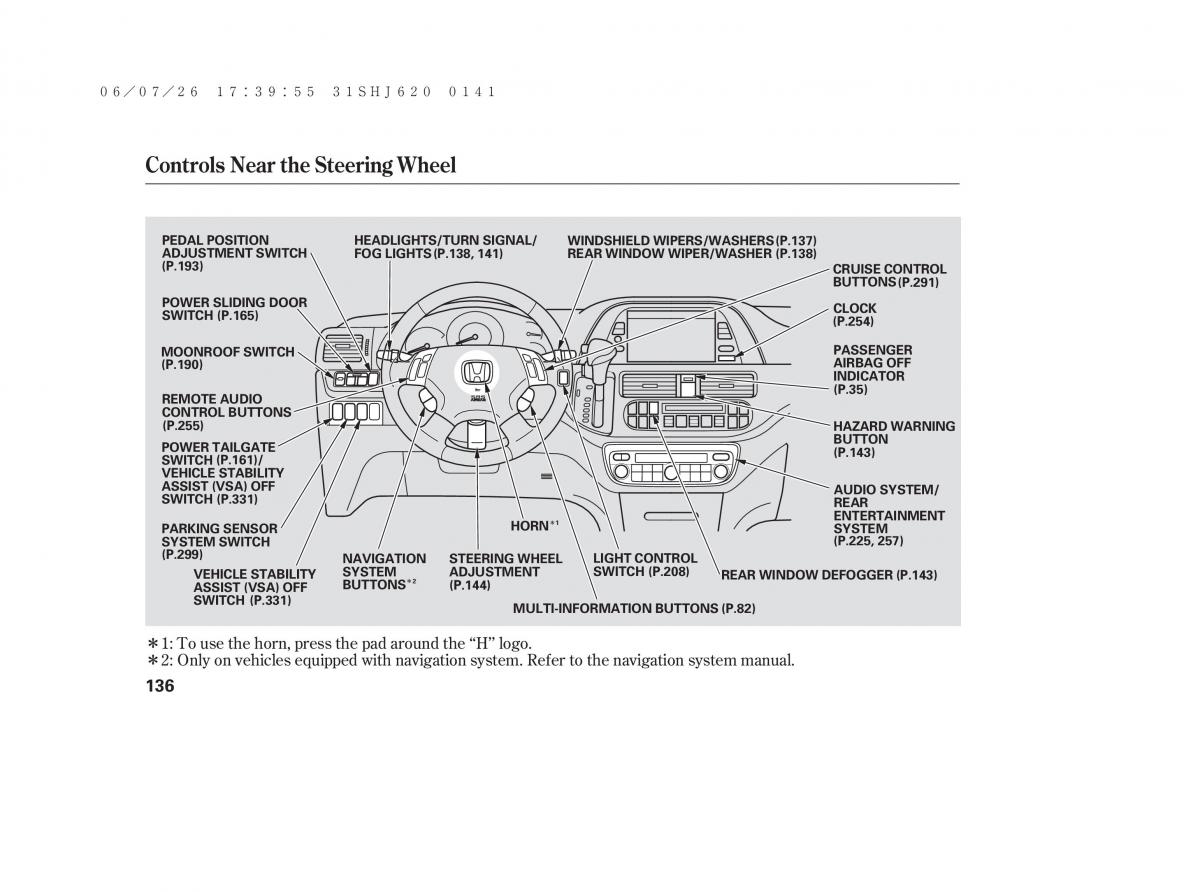 Honda Odyssey III 3 owners manual / page 142