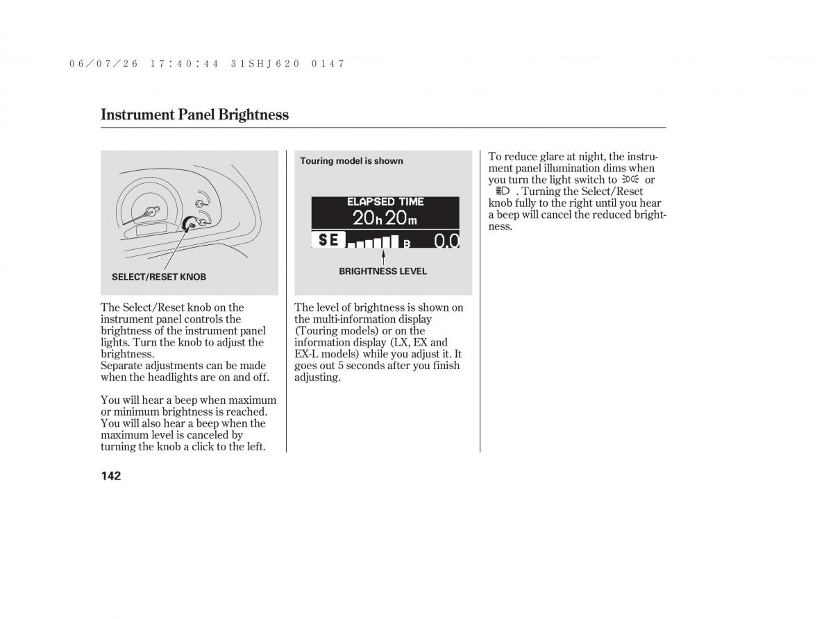 Honda Odyssey III 3 owners manual / page 148