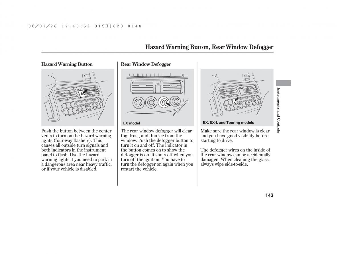 Honda Odyssey III 3 owners manual / page 149