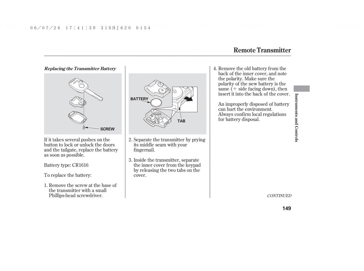 Honda Odyssey III 3 owners manual / page 155