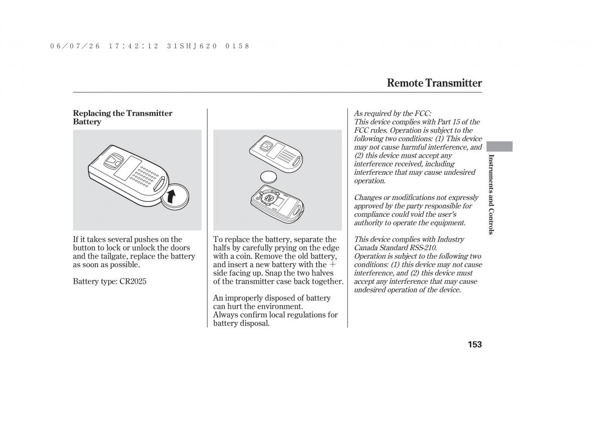 Honda Odyssey III 3 owners manual / page 159