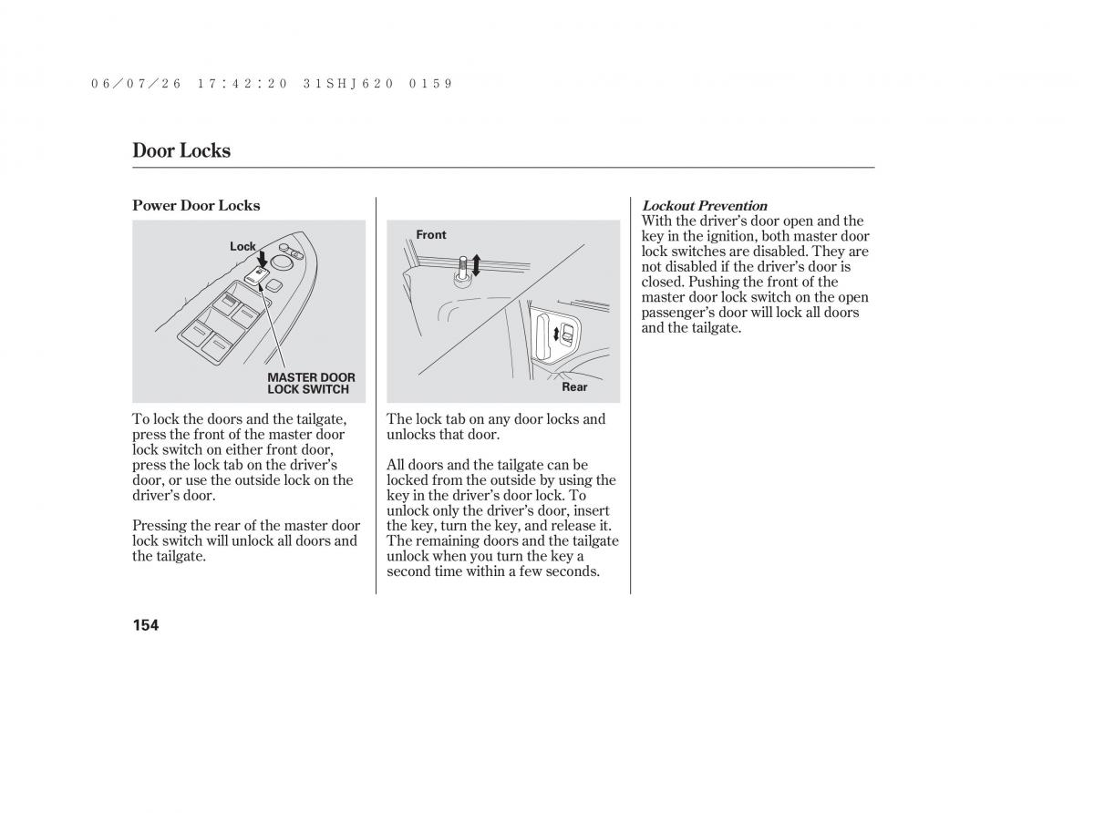 Honda Odyssey III 3 owners manual / page 160