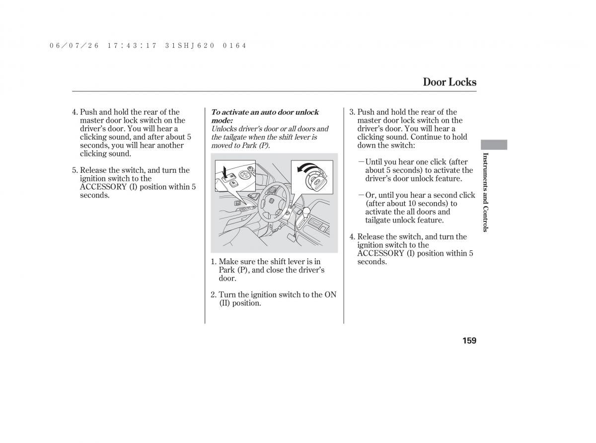 Honda Odyssey III 3 owners manual / page 165