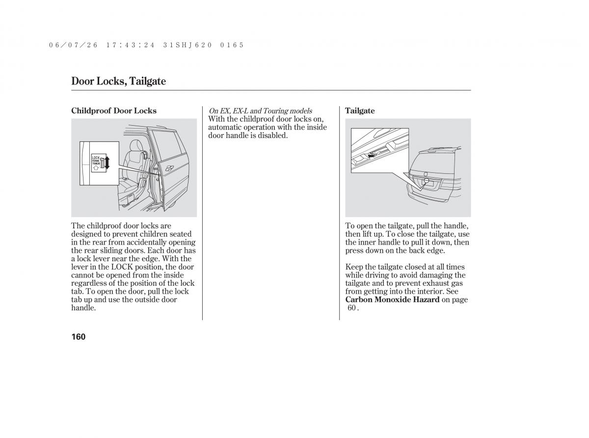 Honda Odyssey III 3 owners manual / page 166