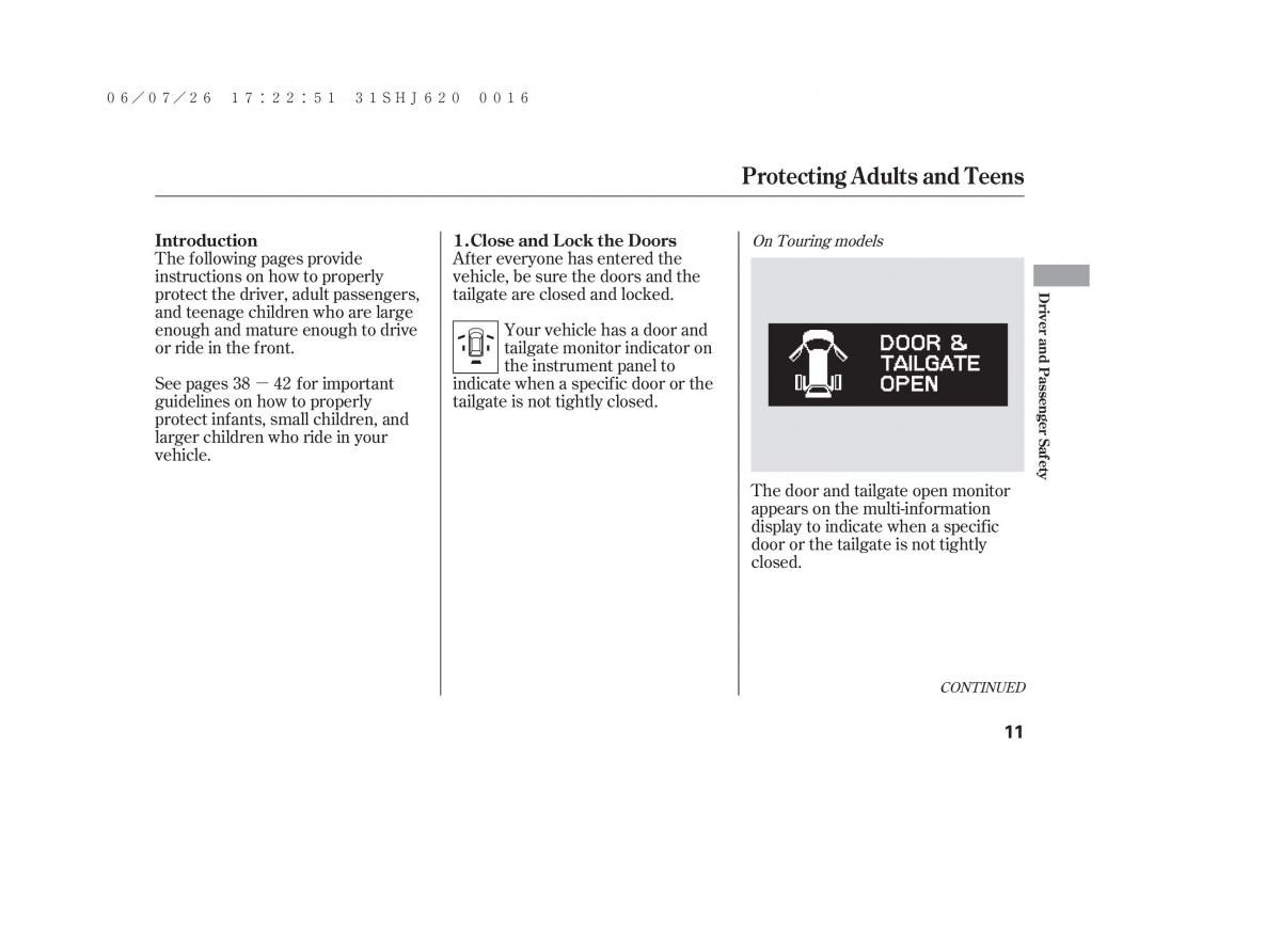 Honda Odyssey III 3 owners manual / page 17