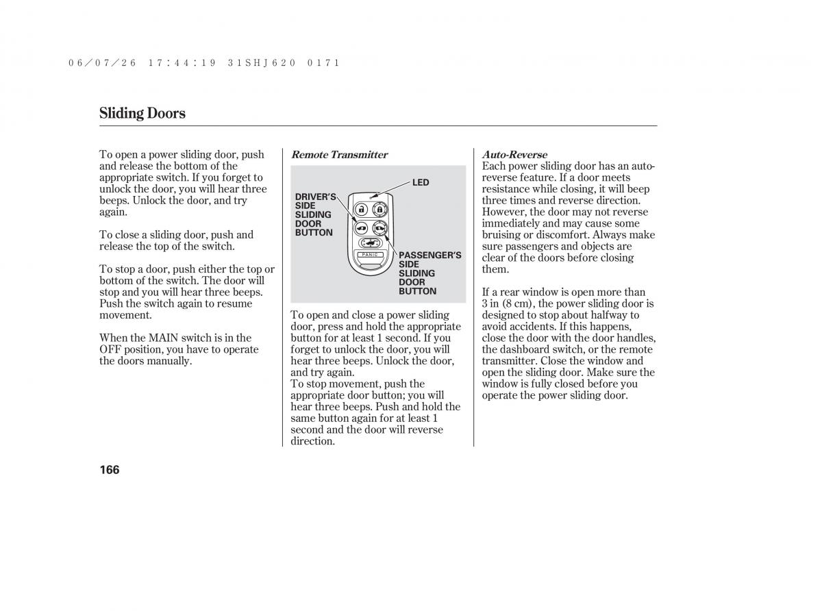 Honda Odyssey III 3 owners manual / page 172