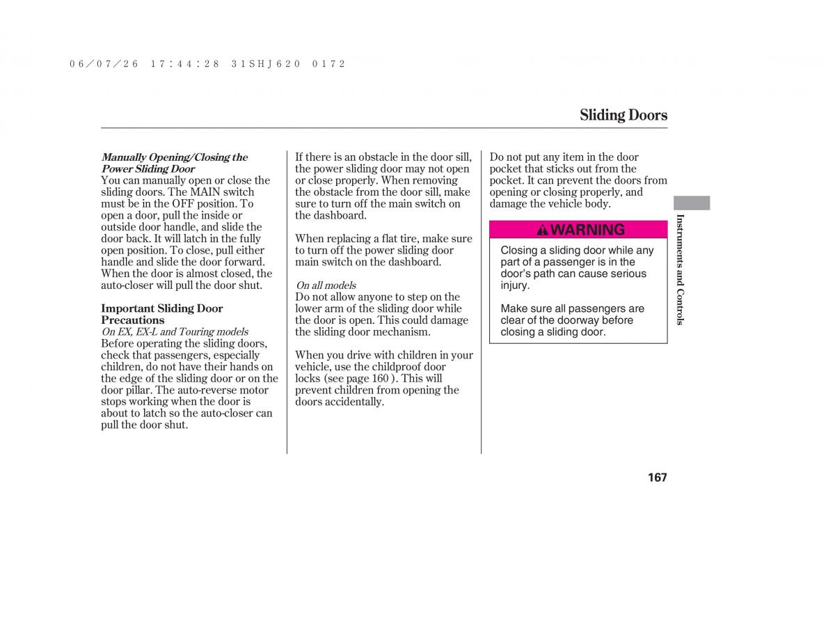 Honda Odyssey III 3 owners manual / page 173