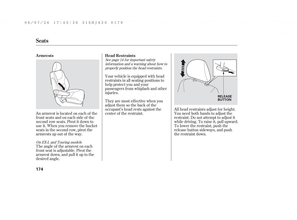 Honda Odyssey III 3 owners manual / page 180