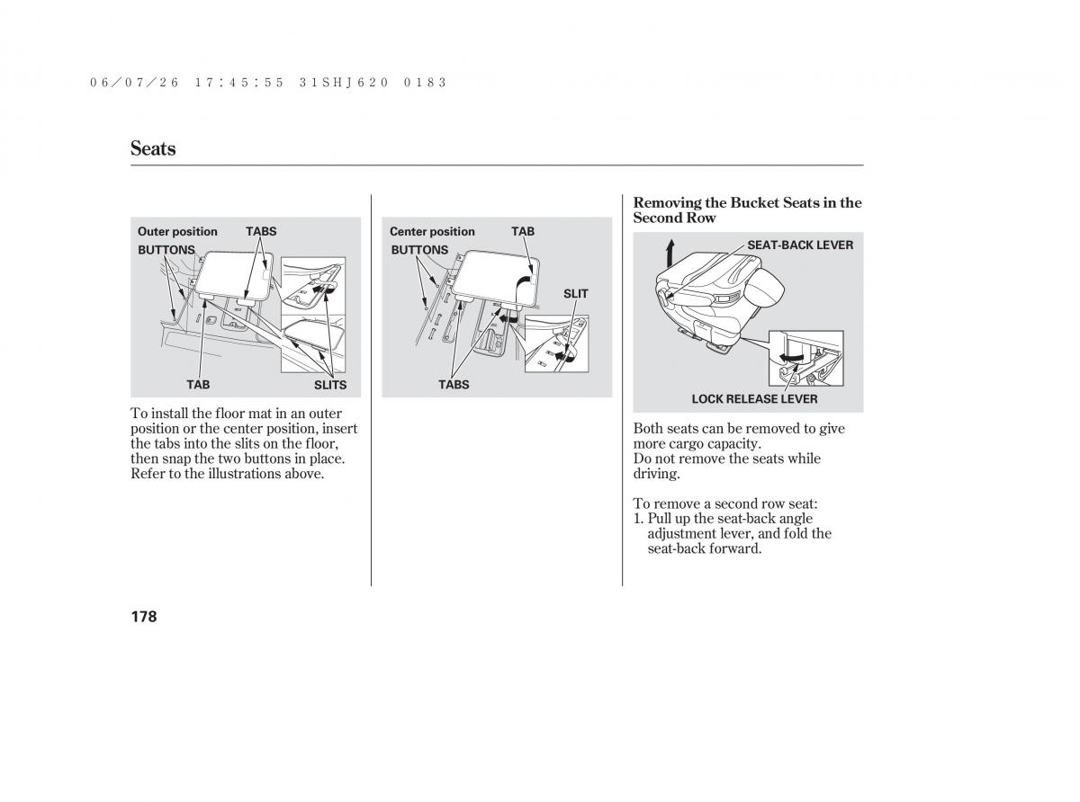 Honda Odyssey III 3 owners manual / page 184