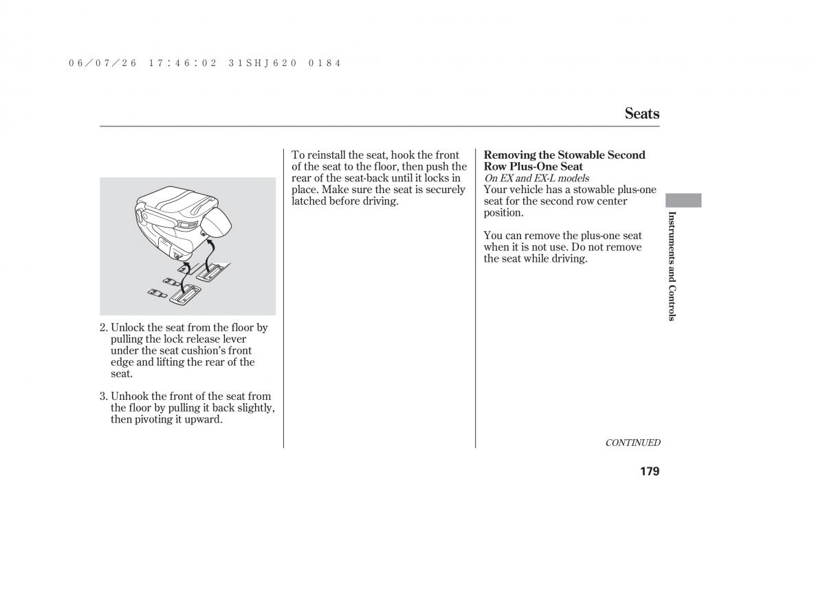 Honda Odyssey III 3 owners manual / page 185