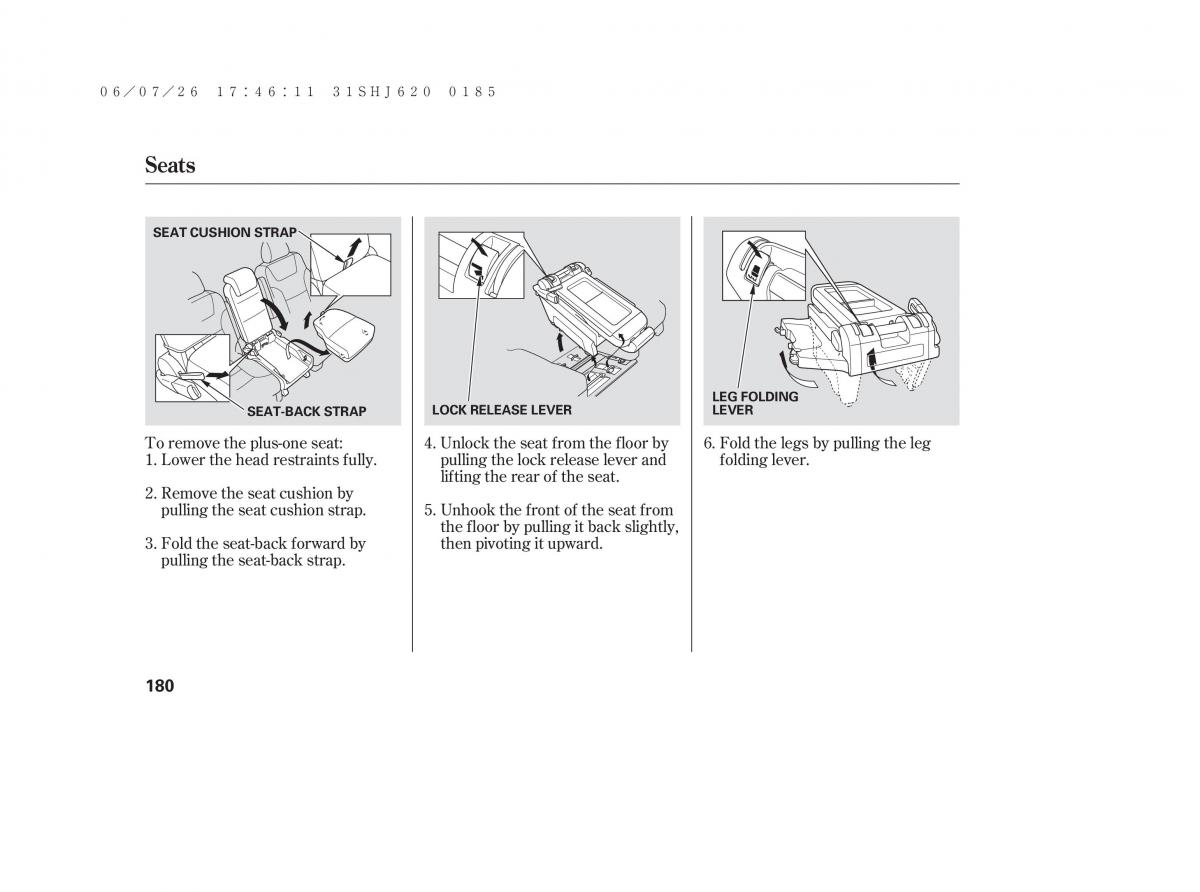 Honda Odyssey III 3 owners manual / page 186